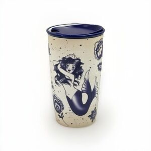 Starbucks 2016 Sailor Mermaid Ceramic Travel Tumbler Mug 12oz w/ Lid Rare